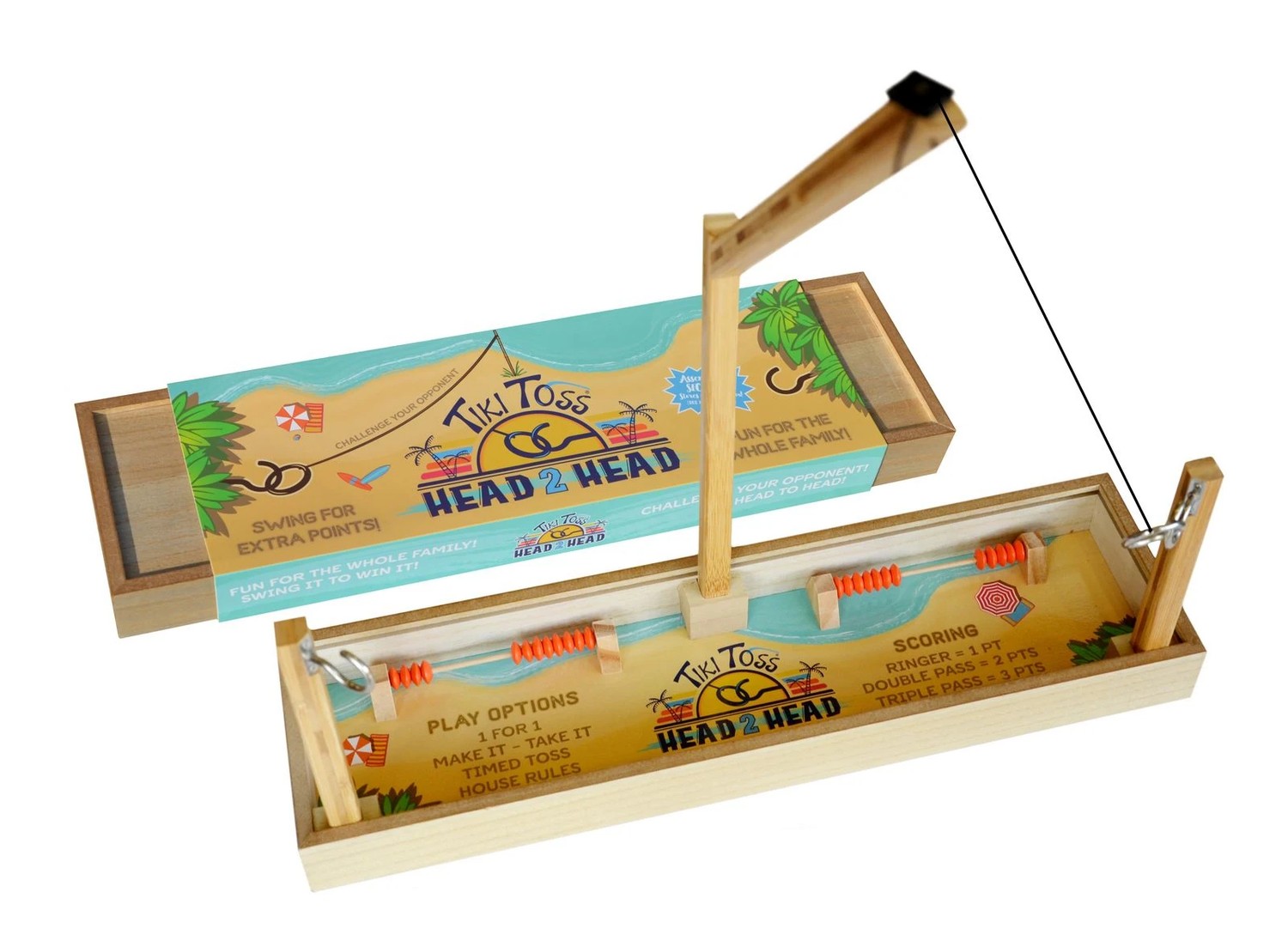 Tiki Toss Head 2 Head - Table Hook Ring-Wurf-Spiel (Hook & Ring Game/Geschicklichkeitsspiel) 14 cm x 50 cm x 51 cm